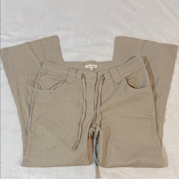 Casual  linen Beige Wide Leg Pants - Picture 1 of 8